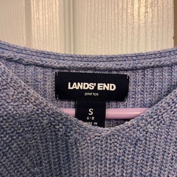 Lands' End Women's Light Blue V-Neck Sweater - Picture 2 of 3